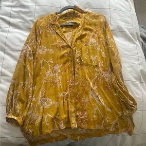 We The Free Mustard Floral Blouse